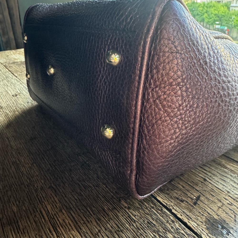 Gucci Pebbled Leather Satchel in Deep Burgundy with Tassel - Picture 3 of 12